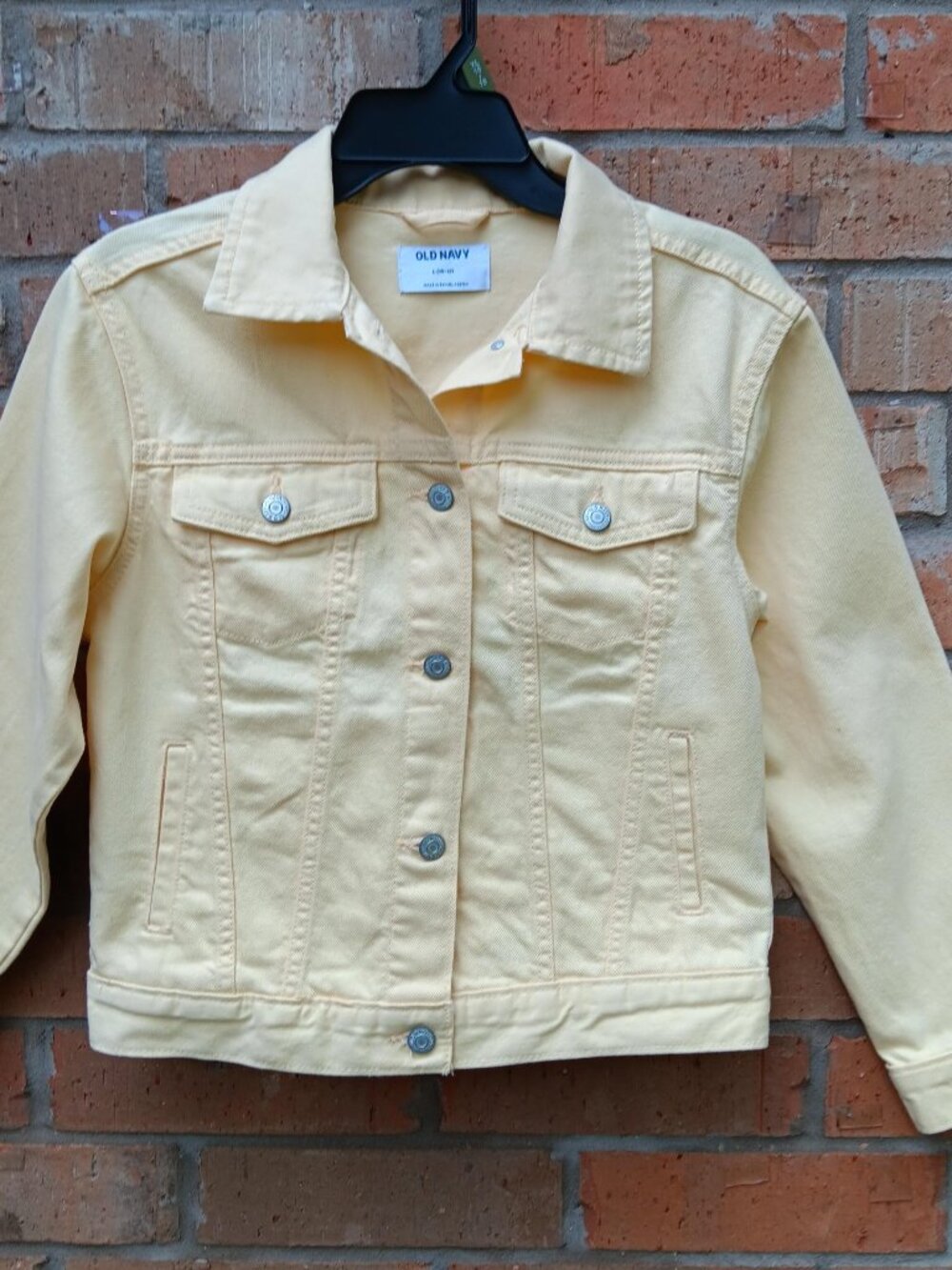 Old Navy Butter Yellow Denim Jacket Cropped Boxy Soft Girl Spring Aesthetic Sz L